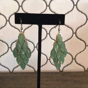 Gold and green earrings